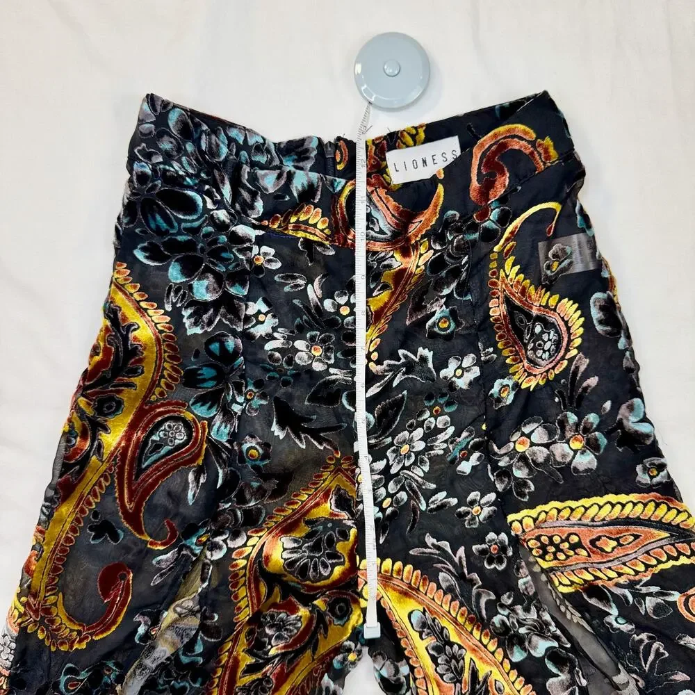 Lioness Velvet Burnout Paisley Wide Leg Pants Women's Small Whimsigoth Festival - Picture 11 of 15